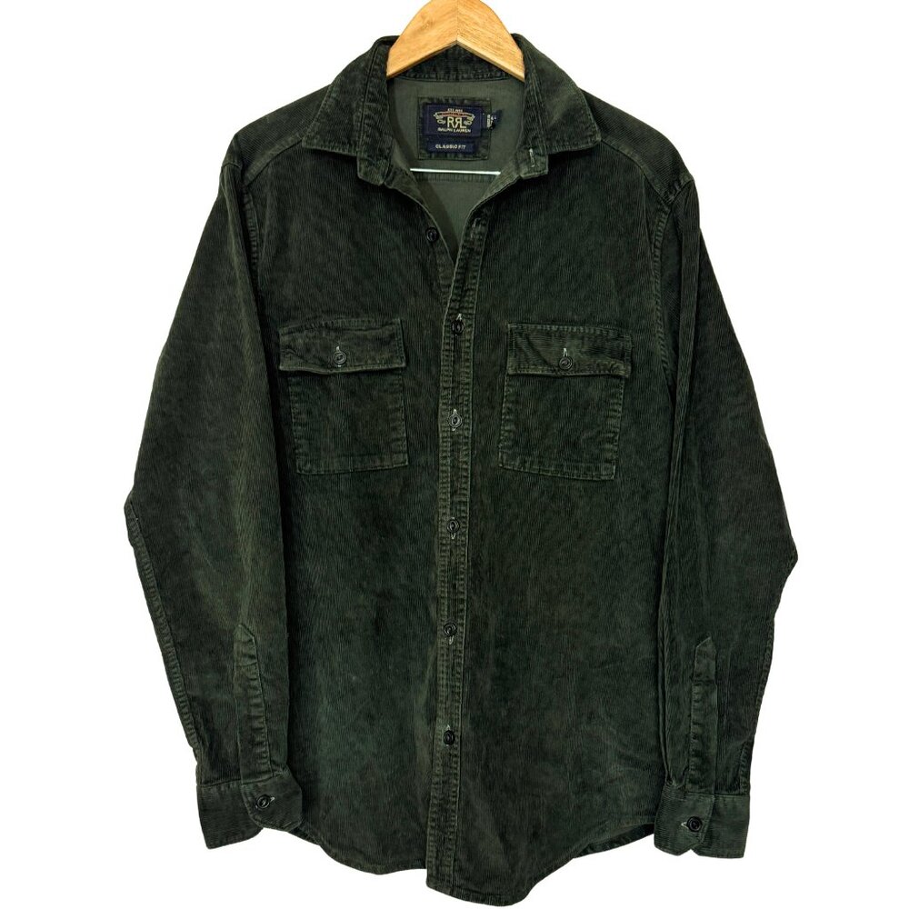 RRL Double RL Ralph Lauren Corduroy Shirt –Forest Green Button Down, Overshirt